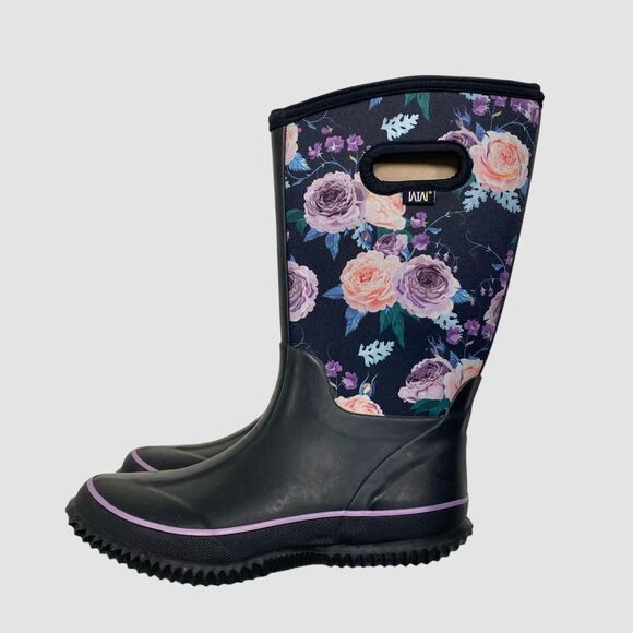 Cute Waterproof Winter Protection Frost Proof Rain Snow Rubber Flower Boots US 6 - Picture 1 of 8